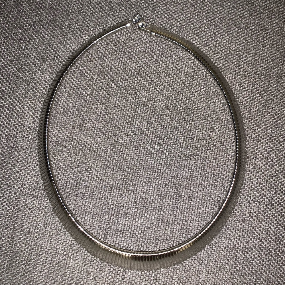 Vintage Monet Silver Tone Omega Flat Link Necklace